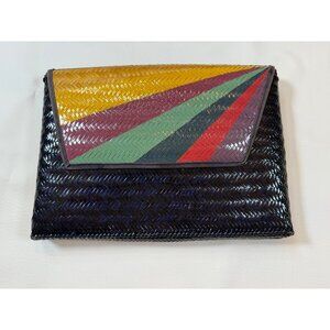 Vintage Handwoven Multicolor Striped Clutch Handmade In Philippines 14"x9"